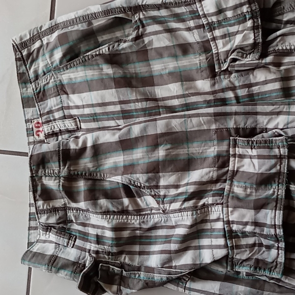 Mossimo Supply Co Men's Cargo Shorts Plaid Brown n Cream w Mint Stripe SZ 38 - Picture 6 of 16